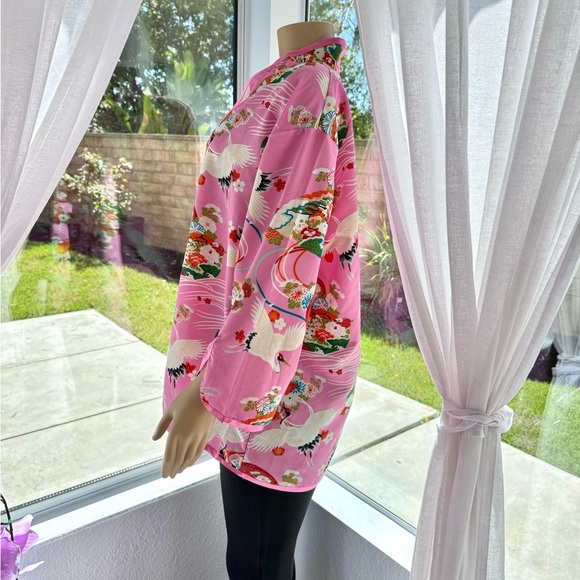 Suzanne Somers Loungewear Collection Pink Kimono Top Plus Size 1X Toggle Closure - Picture 4 of 6